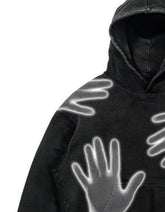 Black Glow Hands Graphic Hoodie – Unisex Streetwear